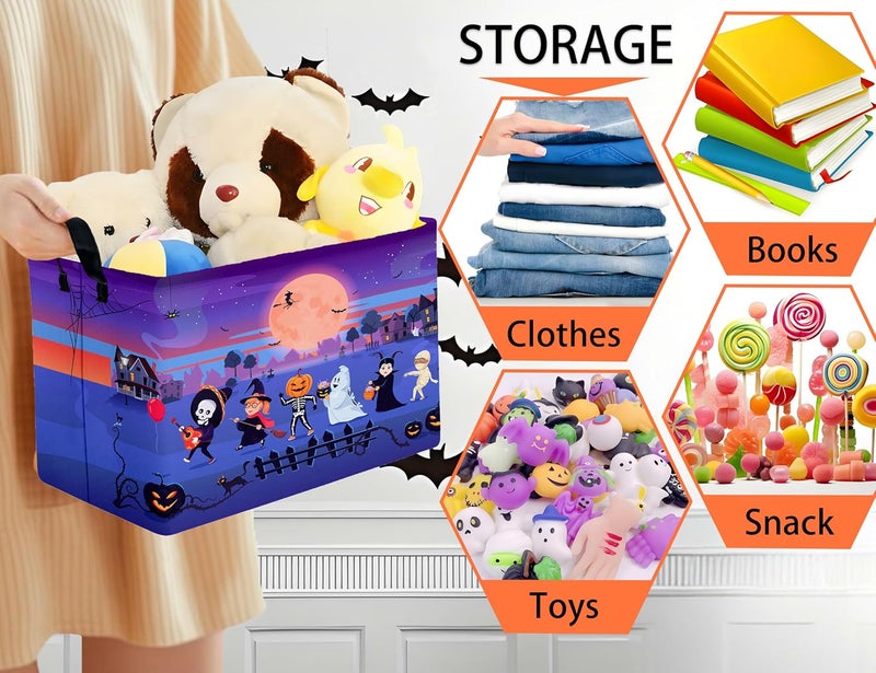 BOOHIT Large Halloween Themed Candy Gift Boo Basket for Kids Baby Personalized Adults Storage Bin Fall Decor(Line Up Spooky) - Image 4